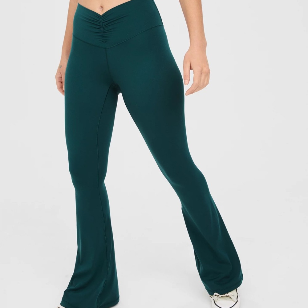 AERIE OFFLINE REAL ME FLARE LEGGINGS | DEEP FOREST GREEN UNAVAILABLE IN STORE